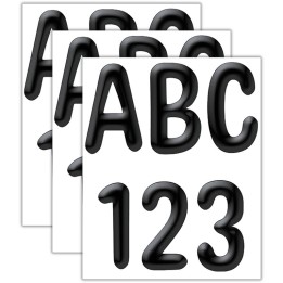 Eureka® Color My World - Solid Black 4" Deco Letters, 180 Per Pack, 3 Packs
