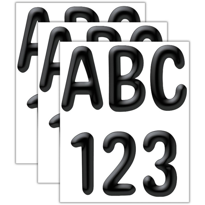 Eureka® Color My World - Solid Black 4" Deco Letters, 180 Per Pack, 3 Packs