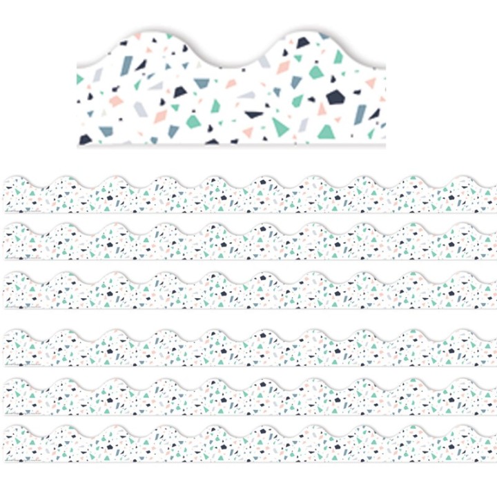 Eureka® Simply Sassy White Terrazzo Deco Trim®, 37 Feet Per Pack, 6 Packs