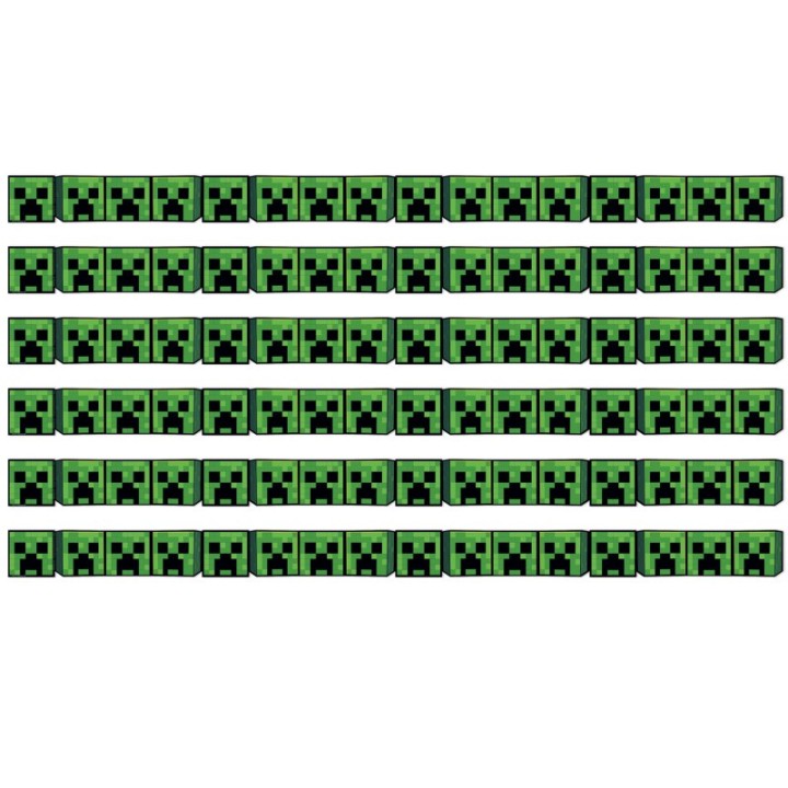 Eureka® Minecraft Creeper Lineup Wide Trim, 37 Feet Per Pack, 6 Packs