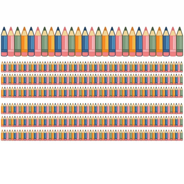 Eureka® Diecut Pencils Deco Trim, 37 Feet Per Pack, 6 Packs