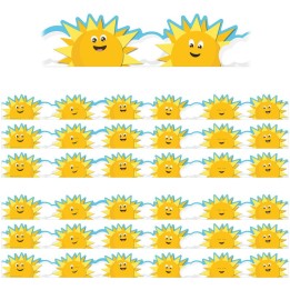 Eureka® Growth Mindset Sun & Clouds Deco Trim® Extra Wide Die-Cut, 37 Feet Per Pack, 6 Packs