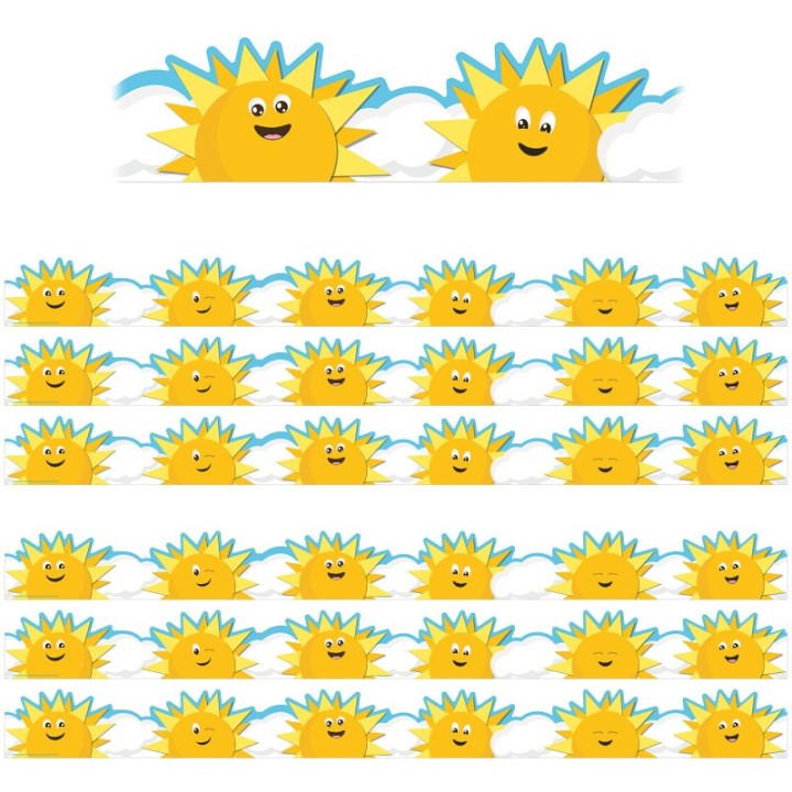 Eureka® Growth Mindset Sun & Clouds Deco Trim® Extra Wide Die-Cut, 37 Feet Per Pack, 6 Packs