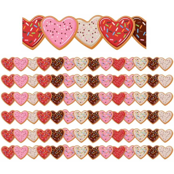 Eureka® Heart Cookies Extra Wide Deco Trim®, 37 Feet Per Pack, 6 Packs