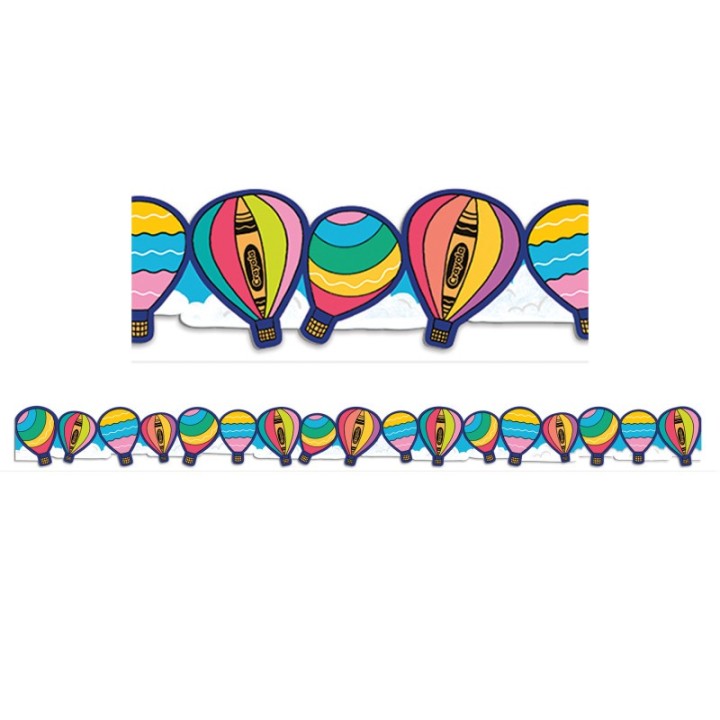 Eureka® Crayola® Colors of Kindness Hot Air Balloons Extra Wide Die-Cut Deco Trim®, 37 Feet