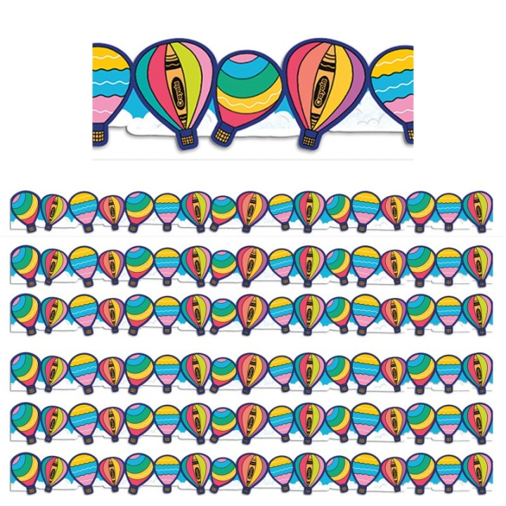 Eureka® Crayola® Colors of Kindness Hot Air Balloons Extra Wide Die-Cut Deco Trim®, 37 Feet Per Pack, 6 Packs