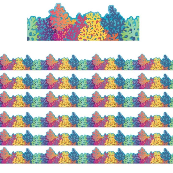 Eureka® Seas the Day Colorful Coral Reef Extra Wide Die-Cut Deco Trim®, 37 Feet Per Pack, 6 Packs