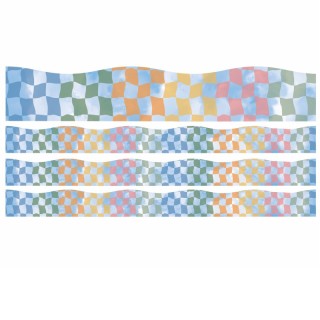 Eureka® Rainbow Checkered Sky Extra Wide Deco Trim, 37 Feet Per Pack, 3 Packs