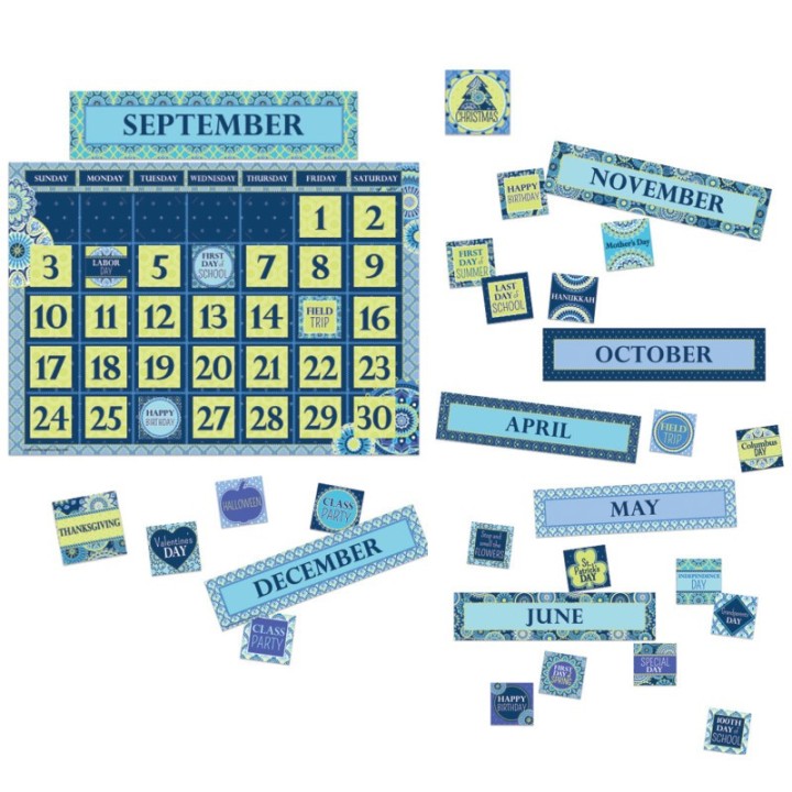 Eureka® Blue Harmony Calendar Bulletin Board Set