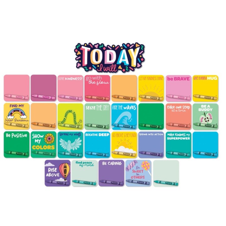 Eureka® Crayola® Colors of Kindness Today I Will Mini Bulletin Board Set, Pack of 29