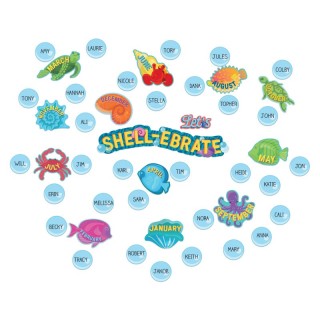 Eureka® Seas the Day Let's Shell-ebrate Mini Bulletin Board Set, 46 Pieces