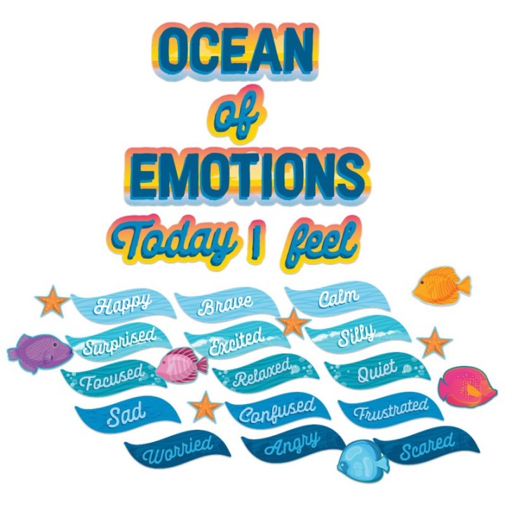 Eureka® Seas the Day Ocean of Emotions Mini Bulletin Board Set, 31 Pieces