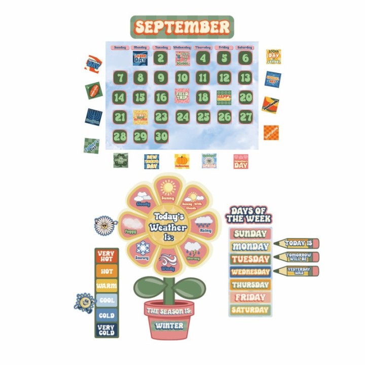 Eureka® S'Cool Era Calendar Bulletin Board Set, 100 Pieces