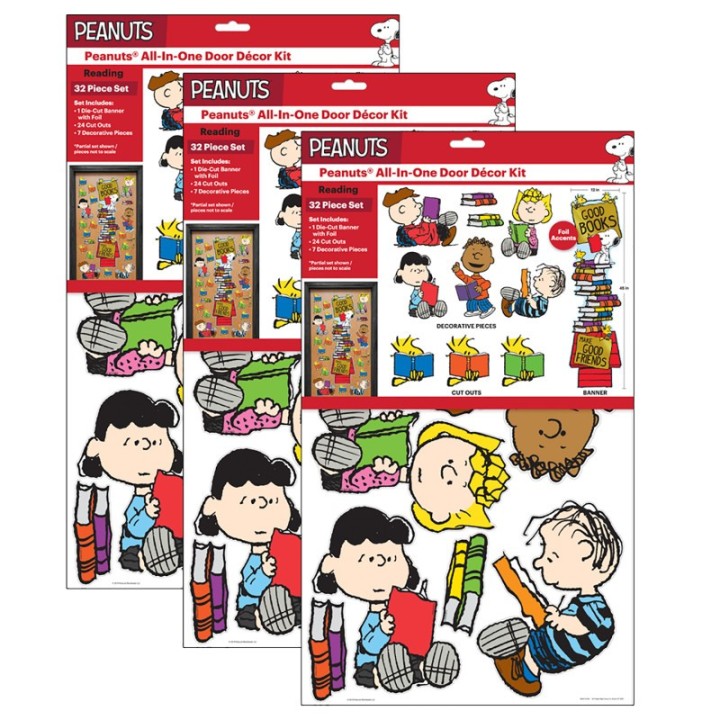 Eureka® Peanuts® Reading All-In-One Door Decor Kit, 32 Pieces Per Set, 3 Sets