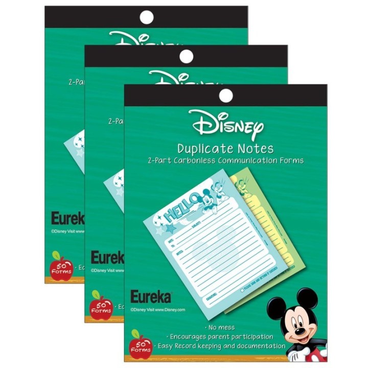 Eureka® Mickey® Hello Duplicate Notes, 50 Forms Per Pack, 3 Packs