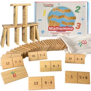 Extasticks Mathomino Plus & Minus up to 20 Addition & Subtraction Wooden Math Domino Game