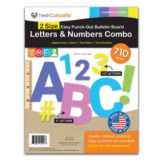 FreshCut Crafts Bulletin Board Letters & Numbers, Happy Colors, 1.5in & 3in, 710 Pieces