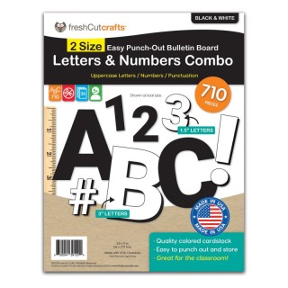 FreshCut Crafts Bulletin Board Letters & Numbers, Black & White, 1.5in & 3in, 710 Pieces
