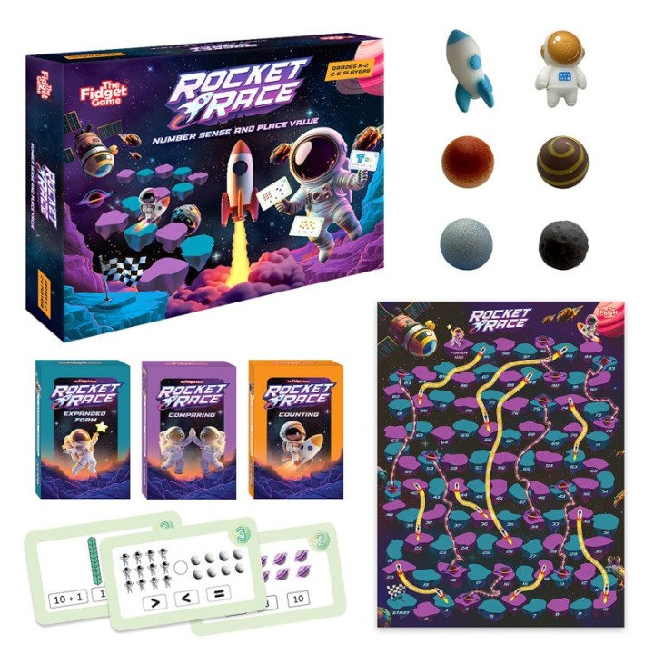 The Fidget Game Rocket Race Number Sense & Place Value Board Game