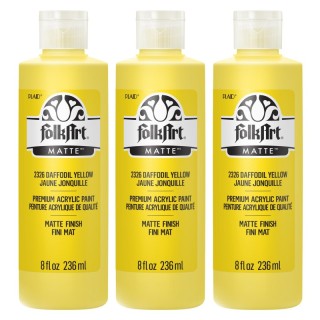 FolkArt Acrylic Paint Matte, 8oz., Daffodil Yellow, Pack of 3