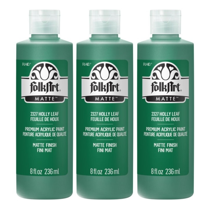 FolkArt Acrylic Paint Matte, 8oz., Holly Leaf, Pack of 3