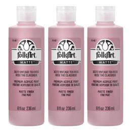 FolkArt Acrylic Paint Matte, 8oz., Vintage Tea Rose, Pack of 3