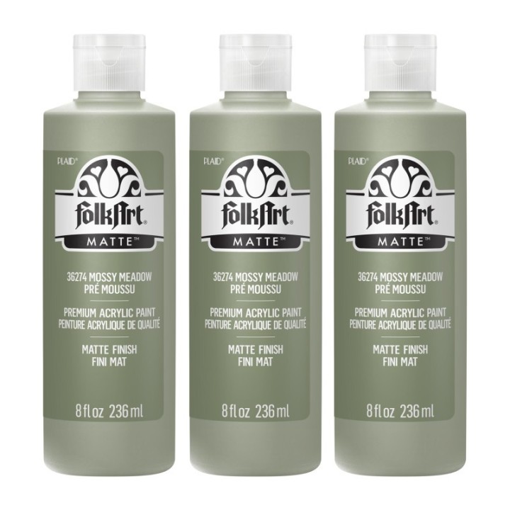 FolkArt Acrylic Paint Matte, 8oz., Mossy Meadow, Pack of 3