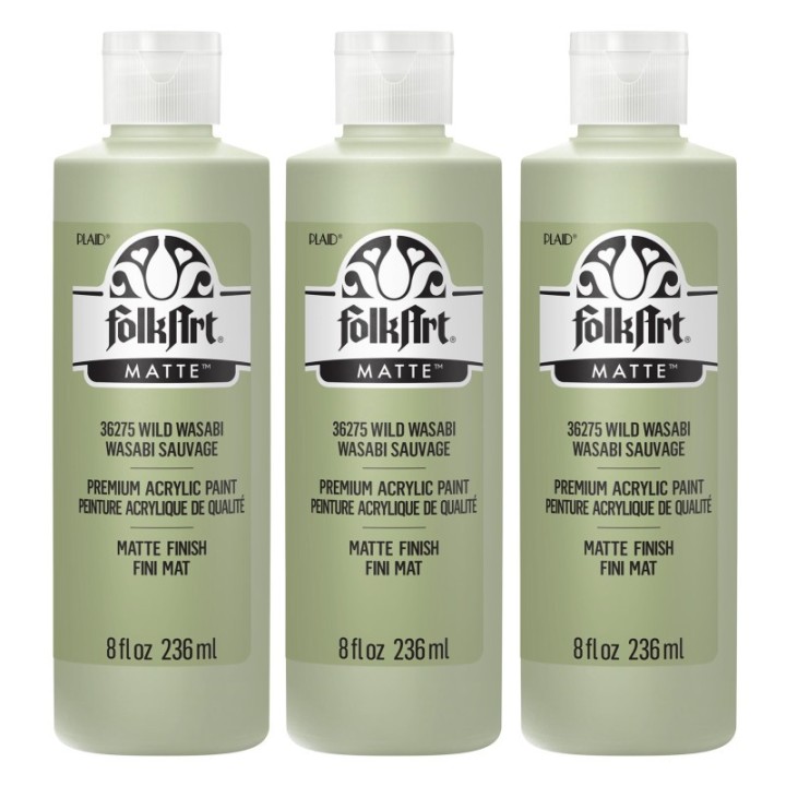 FolkArt Acrylic Paint Matte, 8oz., Wild Wasabi, Pack of 3