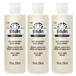 FolkArt Acrylic Paint Matte, 8oz., Vintage White, Pack of 3