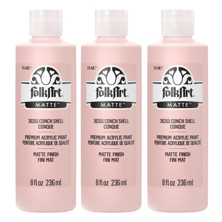 FolkArt Acrylic Paint Matte, 8oz., Conch Shell, Pack of 3