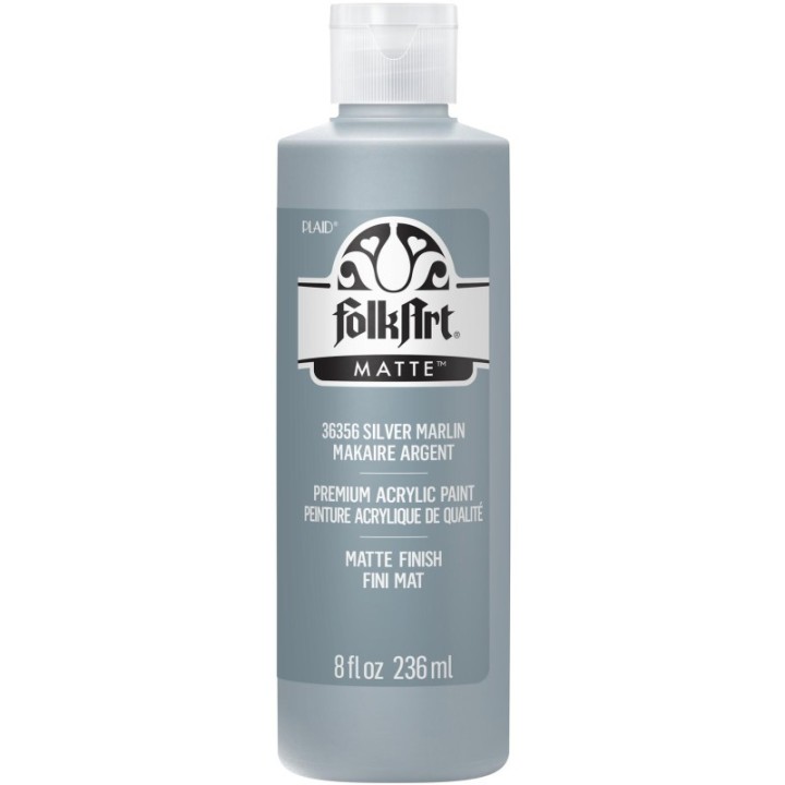 FolkArt Acrylic Paint Matte, 8oz., Silver Marlin