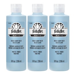 FolkArt Acrylic Paint Matte, 8oz., Light Blue, Pack of 3