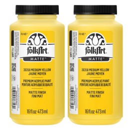 FolkArt Acrylic Paint Matte, 16oz., Medium Yellow, Pack of 2