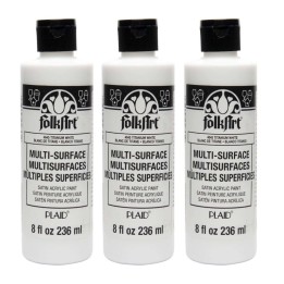 FolkArt Acrylic Paint Multi-Surface Satin, 8oz., Titanium White, Pack of 3