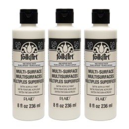 FolkArt Acrylic Paint Multi-Surface Satin, 8oz., Vintage White, Pack of 3