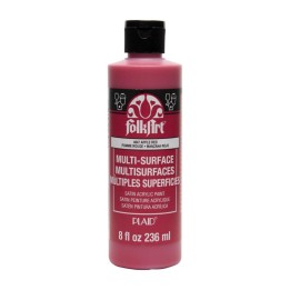 FolkArt Acrylic Paint Multi-Surface Satin, 8oz., Apple Red