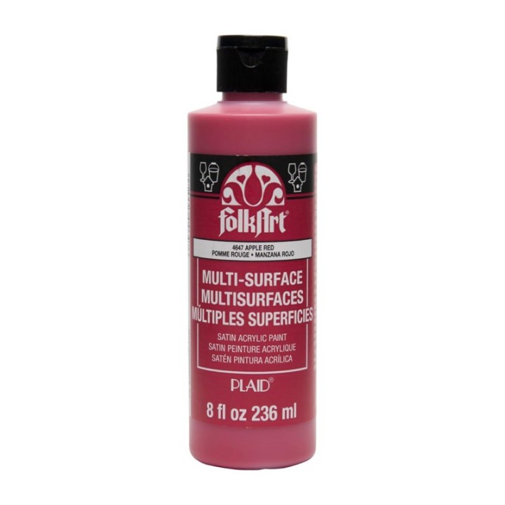 FolkArt Acrylic Paint Multi-Surface Satin, 8oz., Apple Red