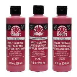 FolkArt Acrylic Paint Multi-Surface Satin, 8oz., Apple Red, Pack of 3