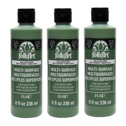 FolkArt Acrylic Paint Multi-Surface Satin, 8oz., Classic Green, Pack of 3