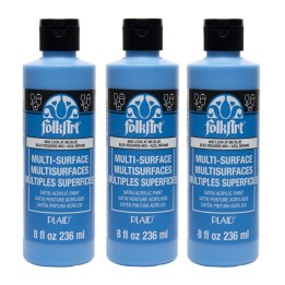 FolkArt Acrylic Paint Multi-Surface Satin, 8oz., Look At Me Blue, Pack of 3