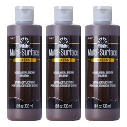 FolkArt Acrylic Paint Multi-Surface Satin, 8oz., Real Brown, Pack of 3