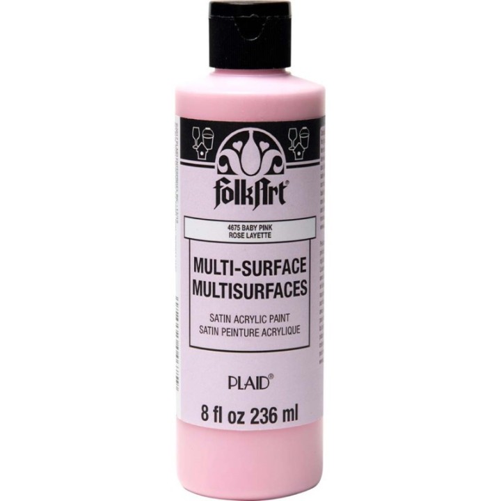 FolkArt Acrylic Paint Multi-Surface Satin, 8oz., Baby Pink