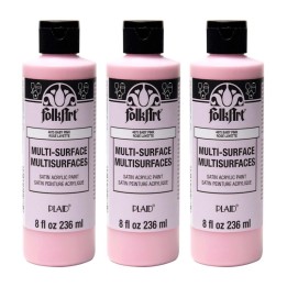 FolkArt Acrylic Paint Multi-Surface Satin, 8oz., Baby Pink, Pack of 3