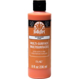 FolkArt Acrylic Paint Multi-Surface Satin, 8oz., Pure Orange