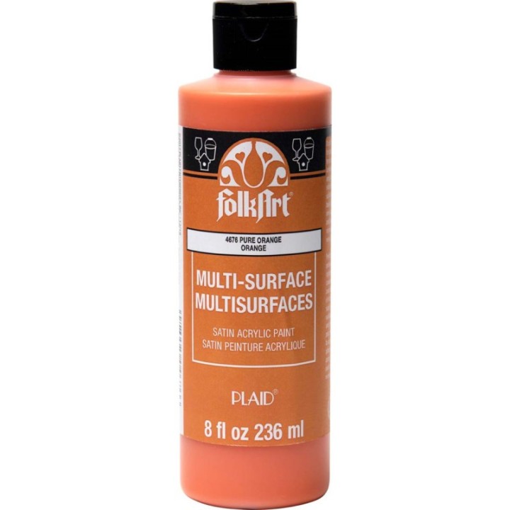 FolkArt Acrylic Paint Multi-Surface Satin, 8oz., Pure Orange