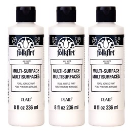 FolkArt Acrylic Paint Multi-Surface, 8oz., Pearl White, Pack of 3