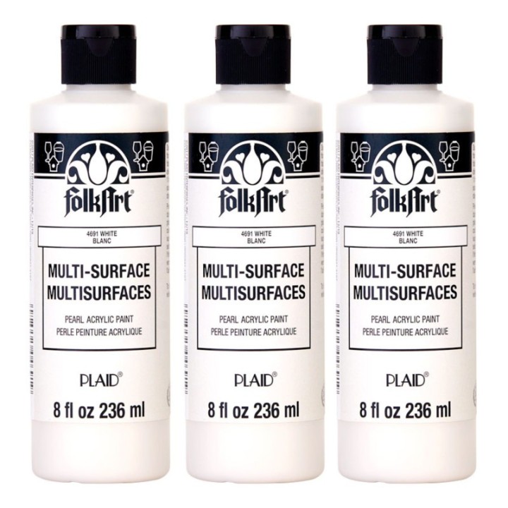 FolkArt Acrylic Paint Multi-Surface, 8oz., Pearl White, Pack of 3