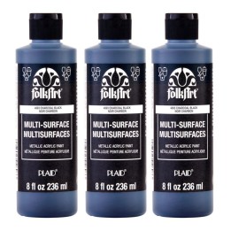 FolkArt Acrylic Paint Metallic, 8oz., Charcoal Black, Pack of 3