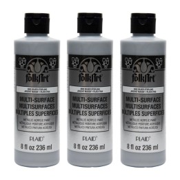 FolkArt Acrylic Paint Metallic, 8oz., Silver Sterling, Pack of 3