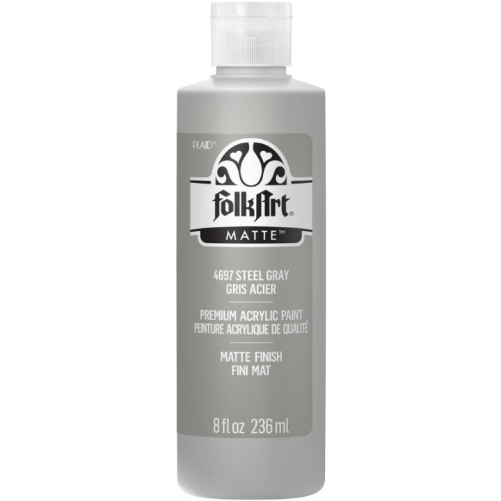 FolkArt Acrylic Paint Matte, 8oz., Steel Gray